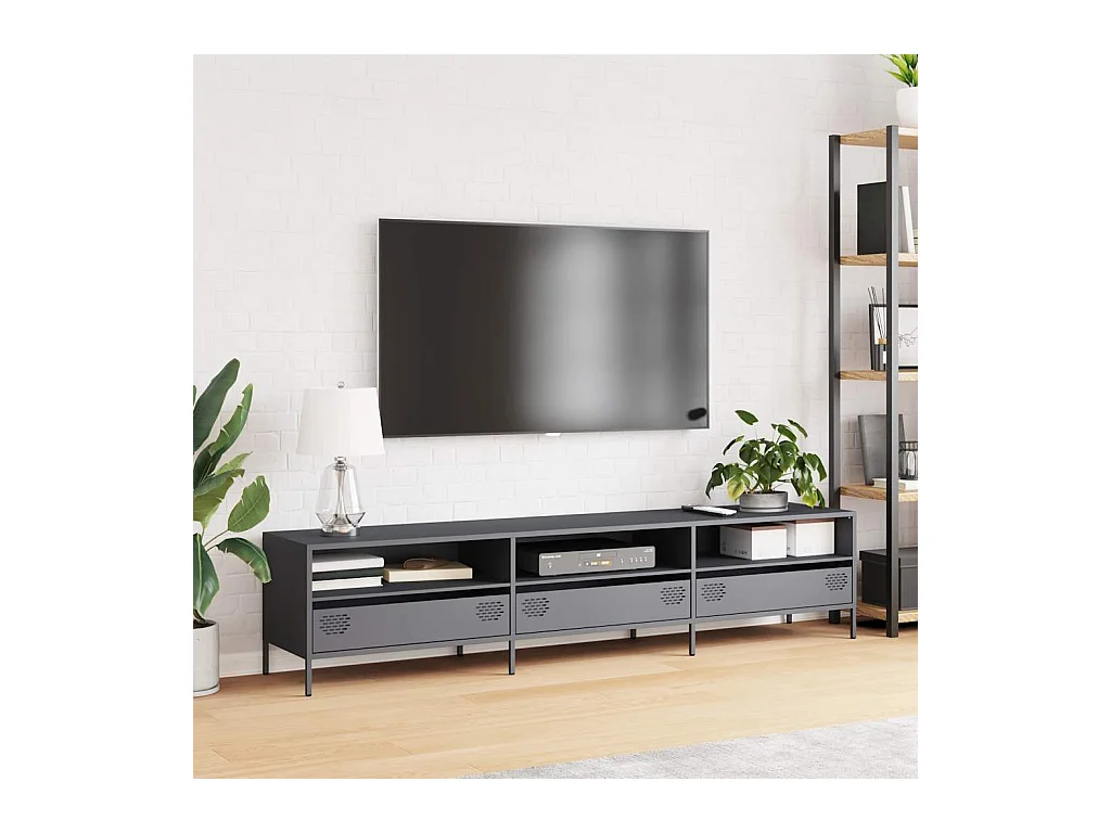 Mueble de TV | Mueble de salón acero laminado en frío antracita 202x39x43,5 cm