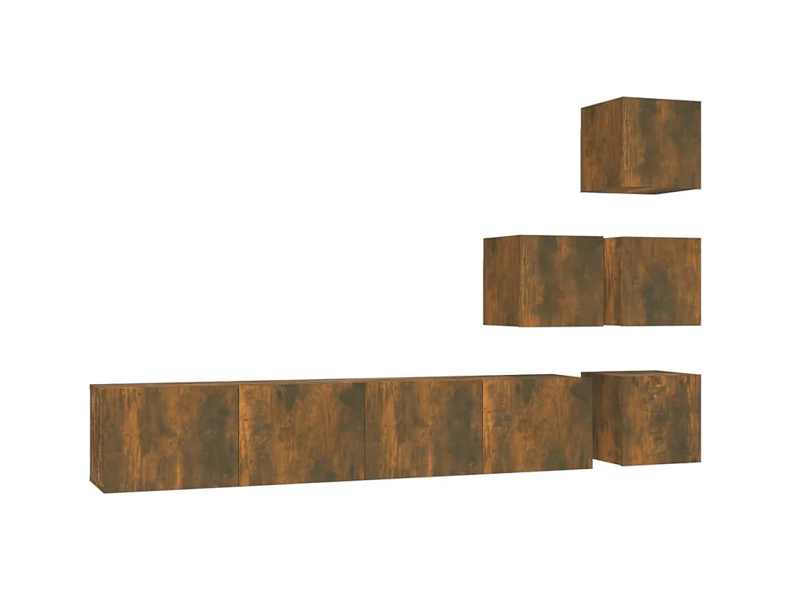 Mueble de pared para TV | Gabinete de TV | Mueble de salón madera contrachapada roble ahumado