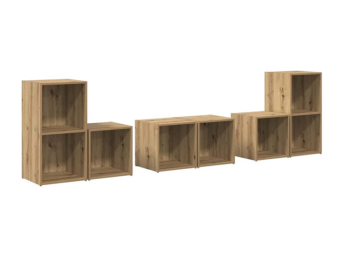 Juego de muebles de TV | Gabinete de TV | Mueble de salón 6 pcs Roble artesanal 37 x 35 x 72 cm