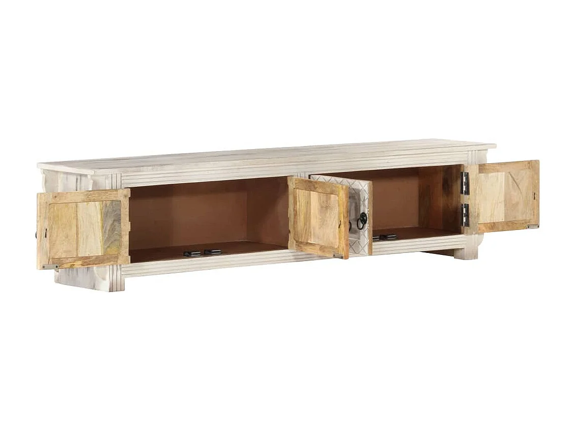 Meuble TV | Banc TV | Armoire TV Blanc 140x30x35 cm Bois massif de manguier