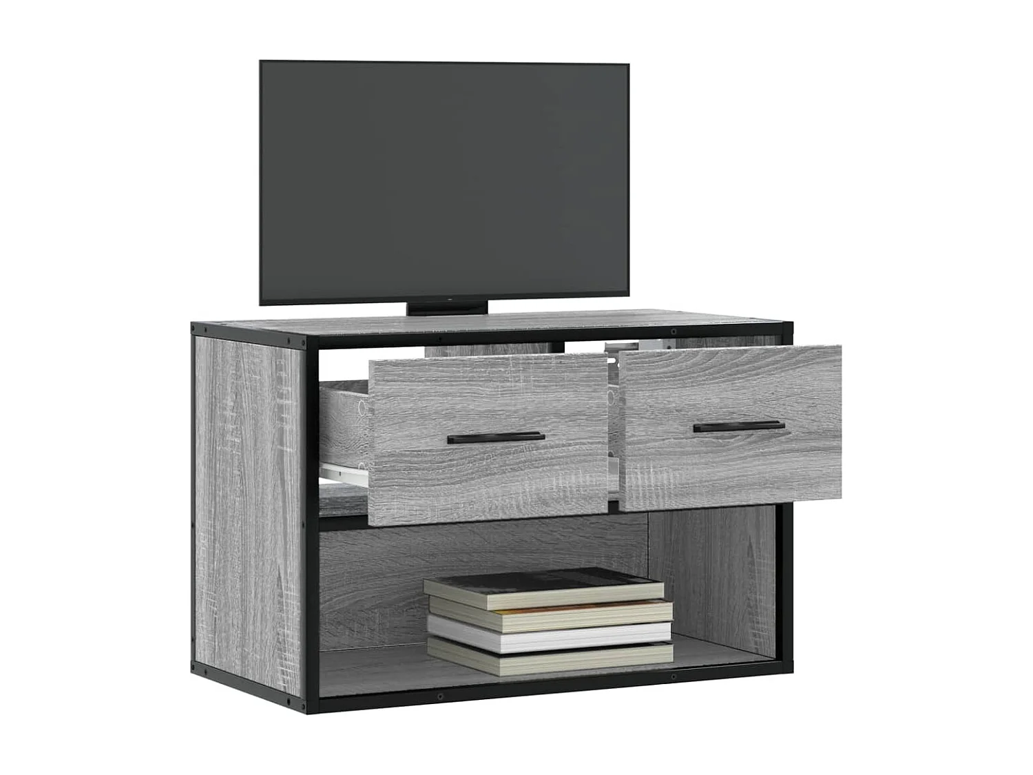 Tv-meubel | Tv-Bank | TV-kast60x31x39,5 cm bewerkt hout metaal grijs sonoma eiken