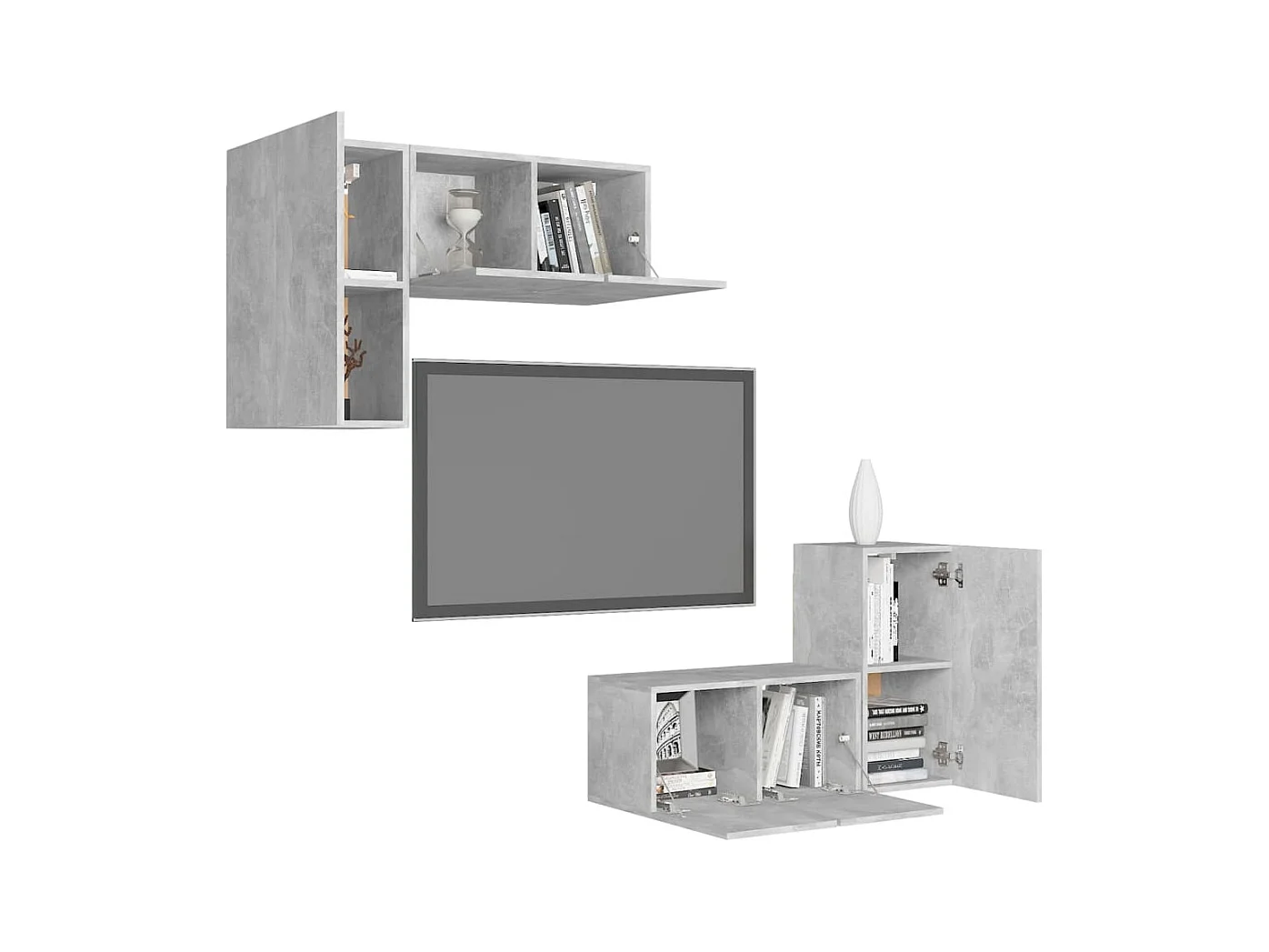 Ensemble de meubles TV | Bancs TV | Armoires TV 4 pcs Gris béton Bois d'ingénierie