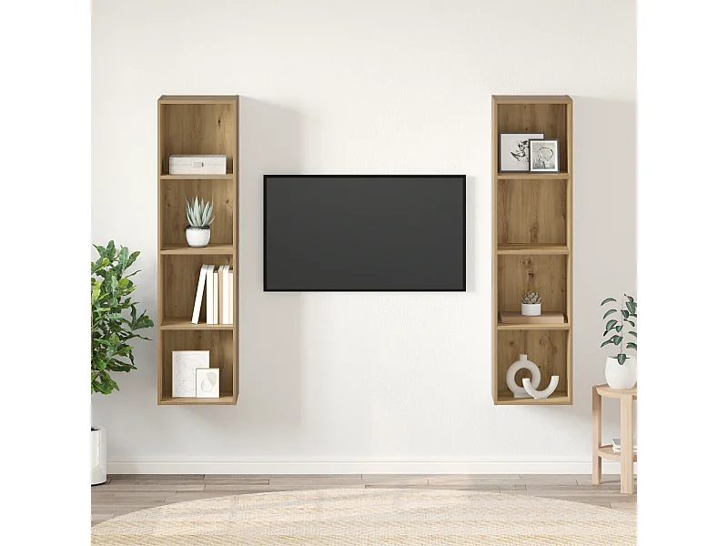 Tv-meubelset | Tv-Bank | TV-kast 2 pcs Bruin 37 x 37 x 142.5 cm Bewerkt hout