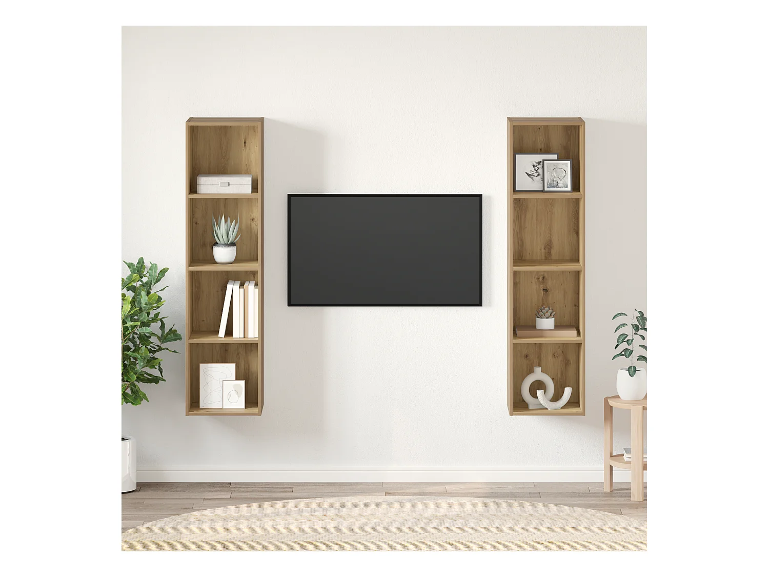 Tv-meubelset | Tv-Bank | TV-kast 2 pcs Bruin 37 x 37 x 142.5 cm Bewerkt hout