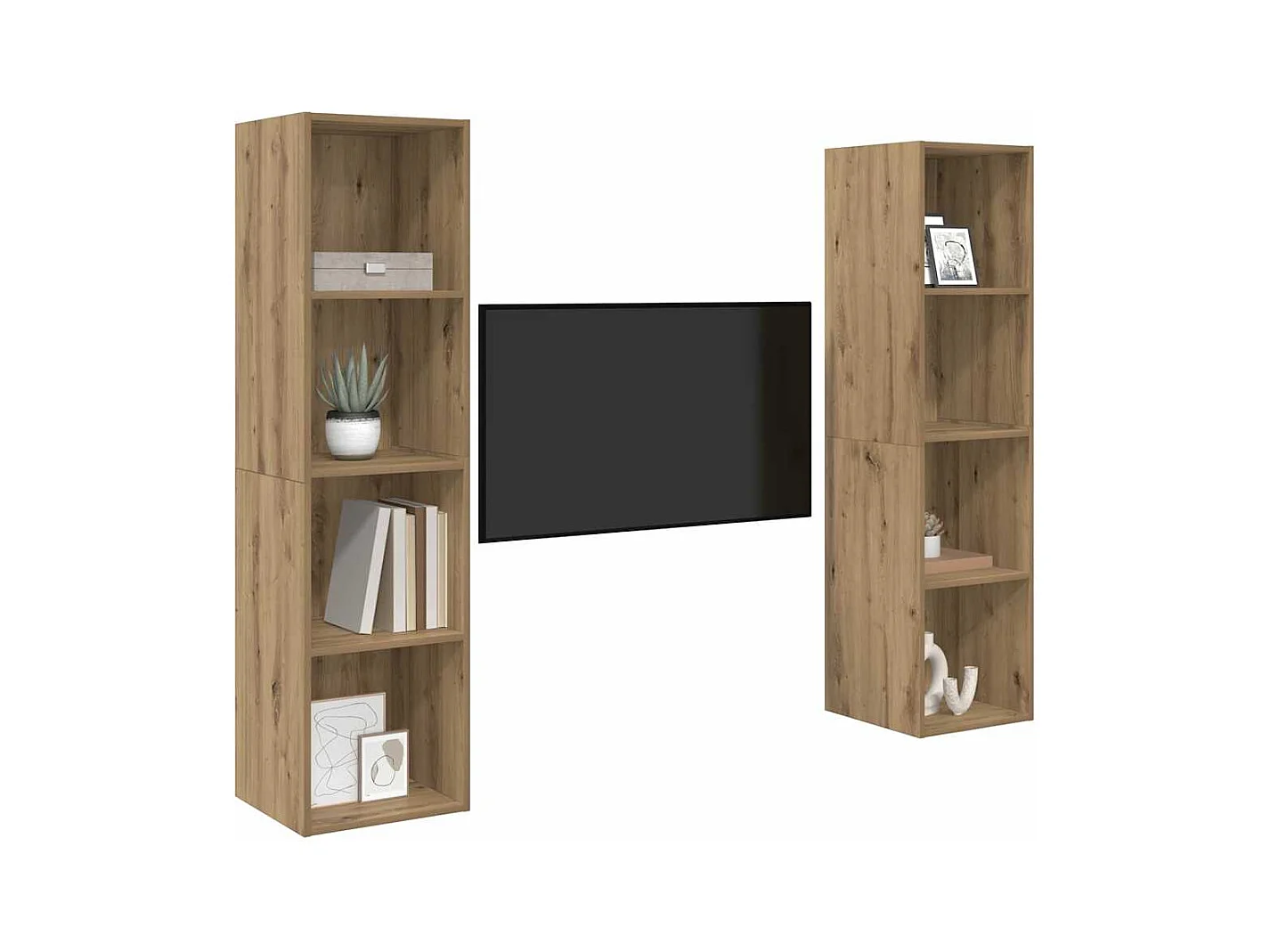 Tv-meubelset | Tv-Bank | TV-kast 2 pcs Bruin 37 x 37 x 142.5 cm Bewerkt hout