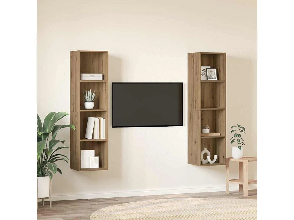 Mobile TV | Armadietto TV 2 pcs Marrone 37 x 37 x 142.5 cm Legno multistrato