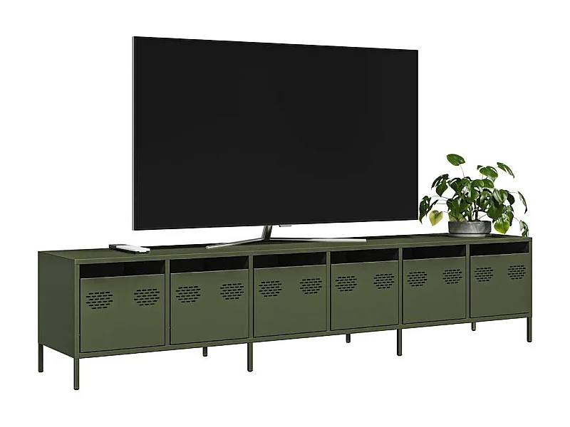 Tv-meubel | Tv-Bank | TV-kast202x39x43,5 cm koudgewalst staal olijfgroen