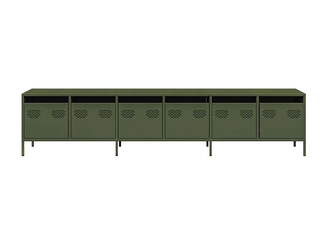 Meuble TV | Banc TV | Armoire TV vert olive 202x39x43,5 cm acier laminé à froid