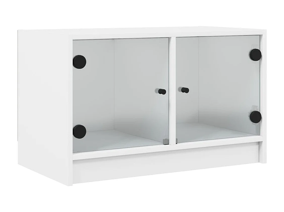 Meuble TV | Banc TV | Armoire TV avec portes en verre blanc 68x37x42 cm