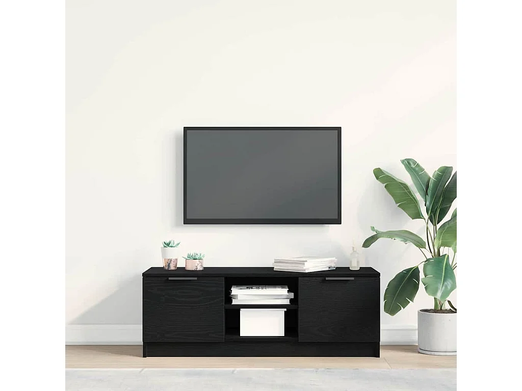 Gabinete de TV | Mueble de TV | Mueble de salón Negro 102 x 35 x 36.5 cm Madera contrachapada