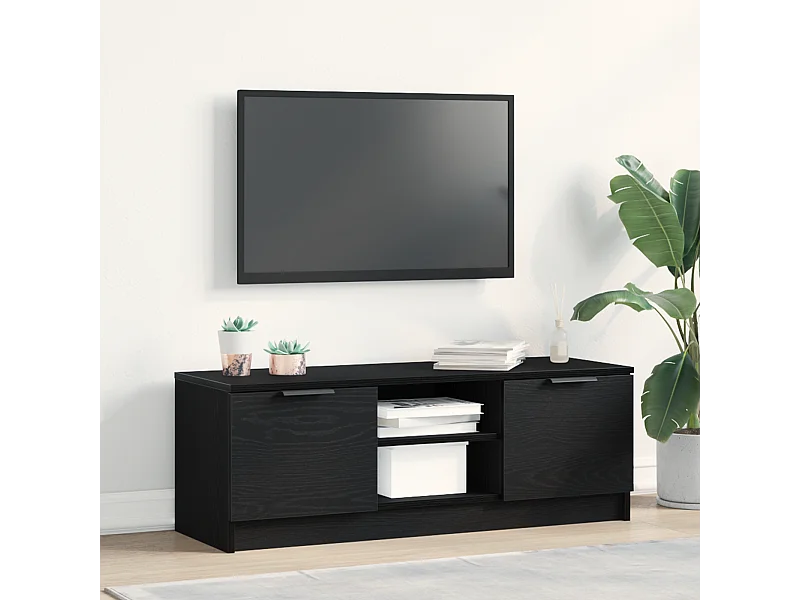 Tv-meubel | Tv-Bank | TV-kast102x35x36,5 cm bewerkt hout zwart eikenkleurig