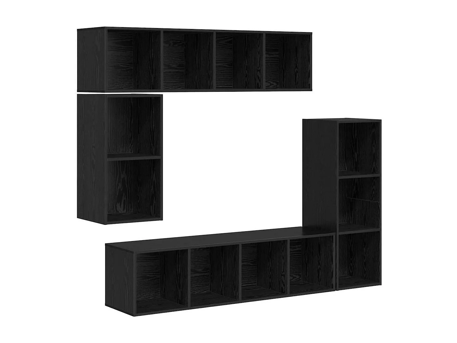 Conjunto de Mueble de TV | Mueble de salón 4 pcs Roble negro 37 x 37 x 142.5 cm