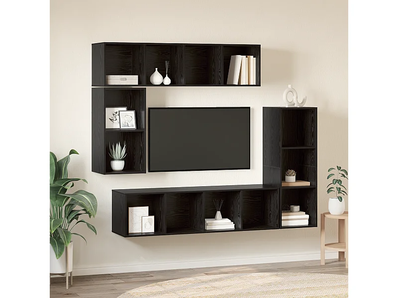 Ensemble meuble TV | Banc TV | Armoire TV 4 pcs Chêne noir Bois d'ingénierie