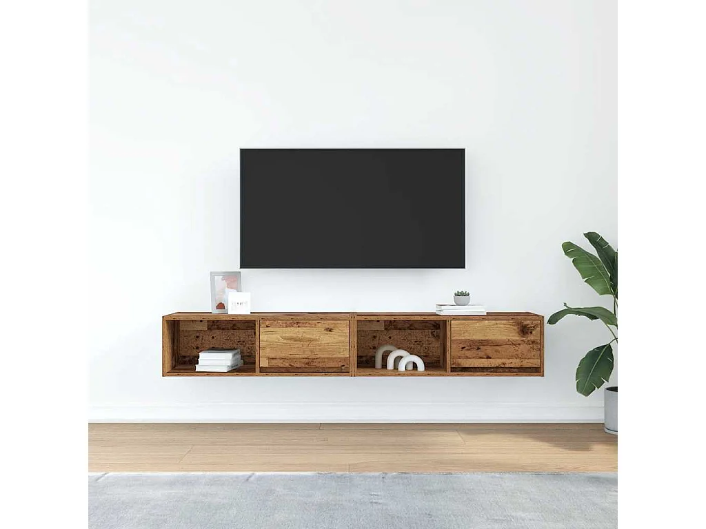 Muebles de TV | Gabinetes de TV |  Muebles de salón 2 uds 80x31x25,5 cm Madera ingeniería envejecida