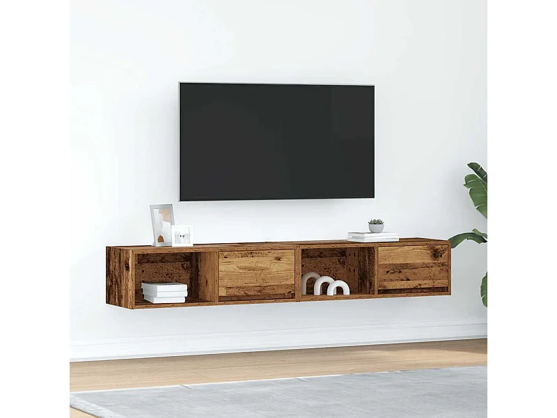 Meubles TV | Bancs TV | Armoires TV 2 pcs vieux bois 80x31x25,5 cm bois d'ingénierie