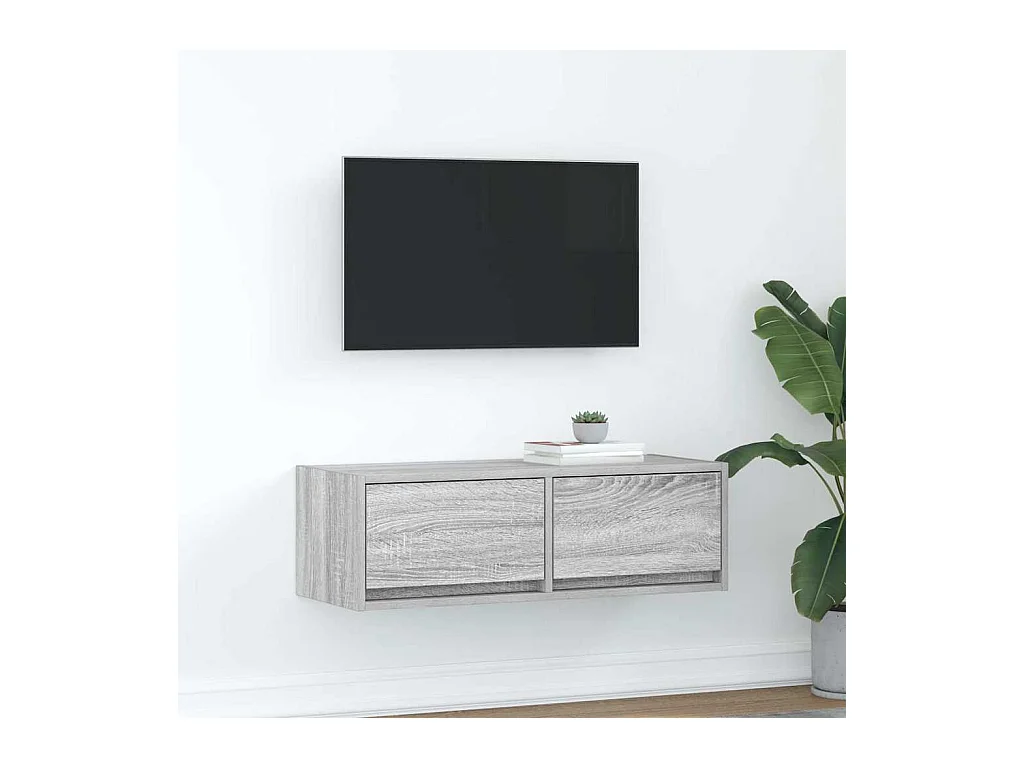Tv-meubel | Tv-Bank | TV-kast80x31x25,5 cm bewerkt hout grijs sonoma eikenkleurig