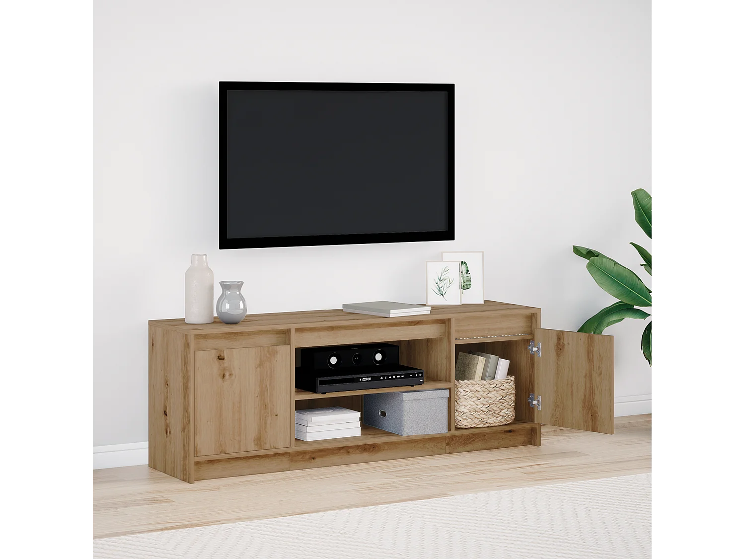 Gabinete de TV | Mueble de TV | Mueble de salón Marrón 139.5 x 34 x 50 cm Madera contrachapada