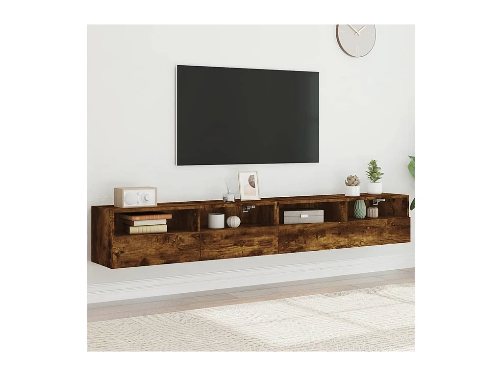 Muebles de pared de TV | Gabinetes de TV |  Muebles de salón 2 uds madera roble ahumado 100x30x30 cm