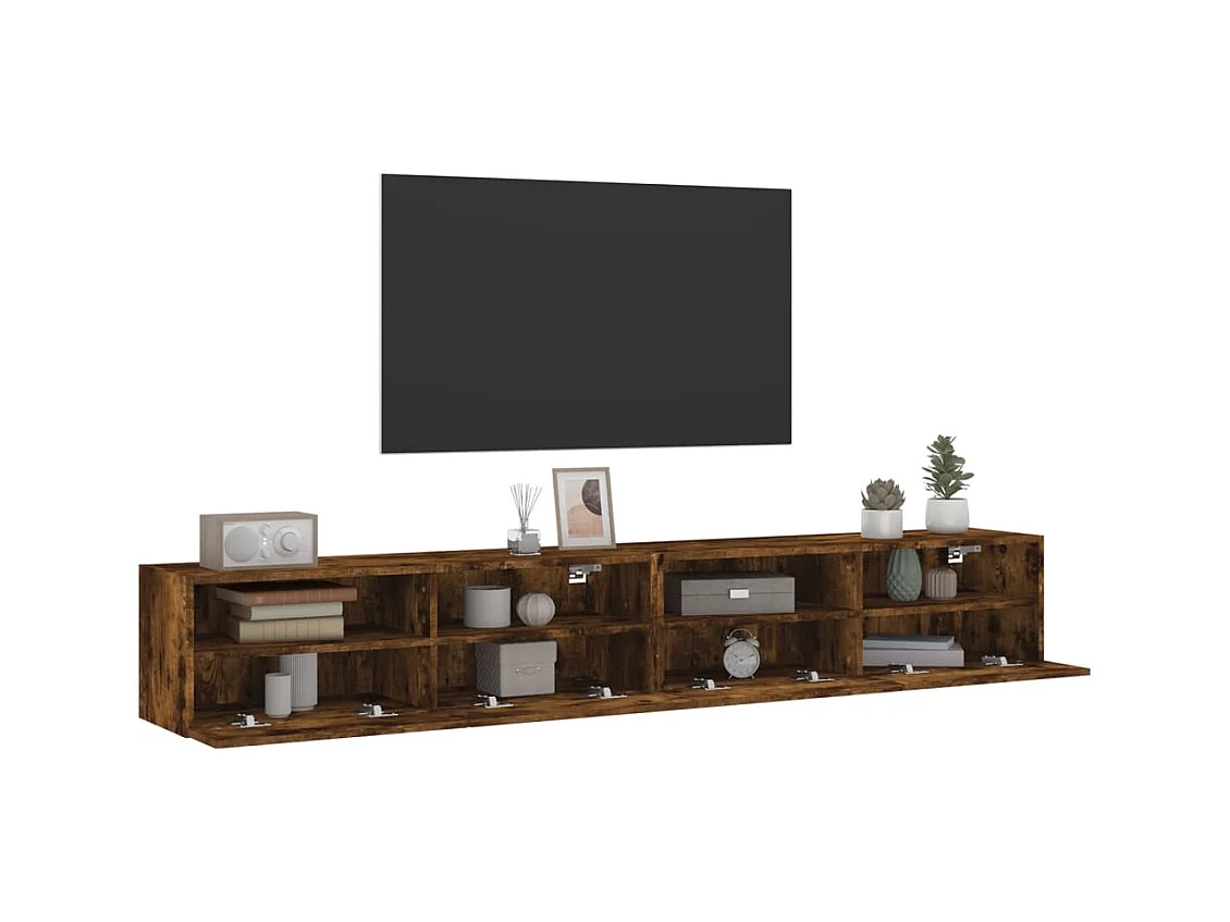 Muebles de pared de TV | Gabinetes de TV |  Muebles de salón 2 uds madera roble ahumado 100x30x30 cm