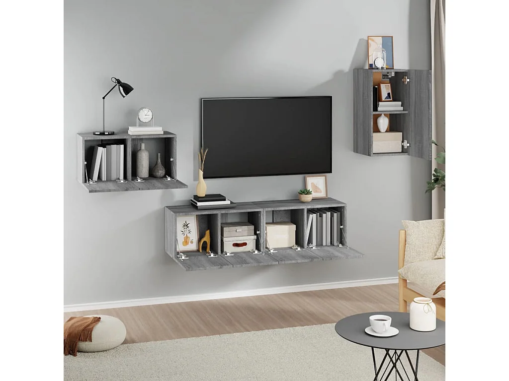 Ensemble de meubles TV | Bancs TV | Armoires TV 4 pcs Sonoma gris Bois d'ingénierie