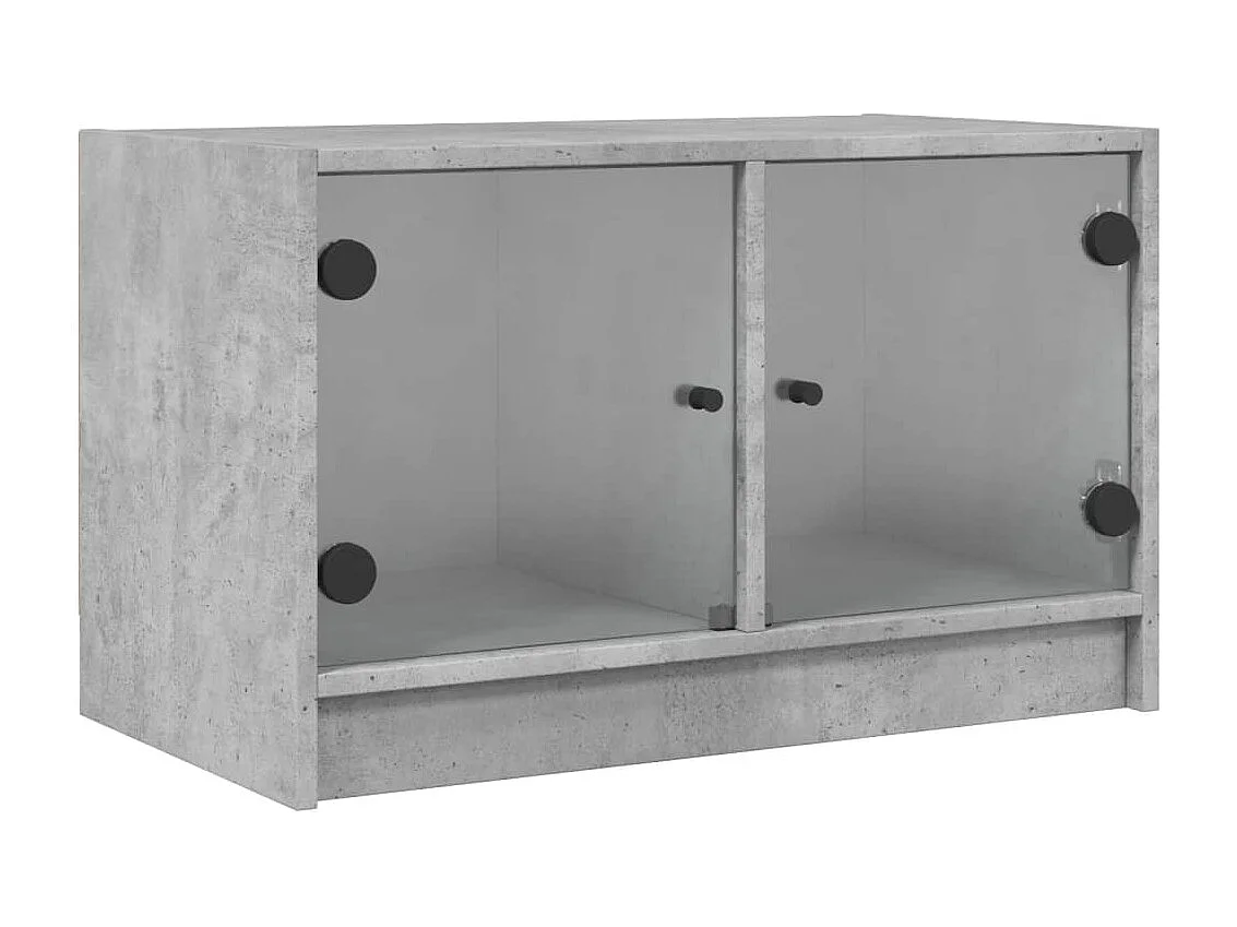 Mueble de TV | Mueble de salón con puertas de vidrio gris hormigón 68x37x42 cm