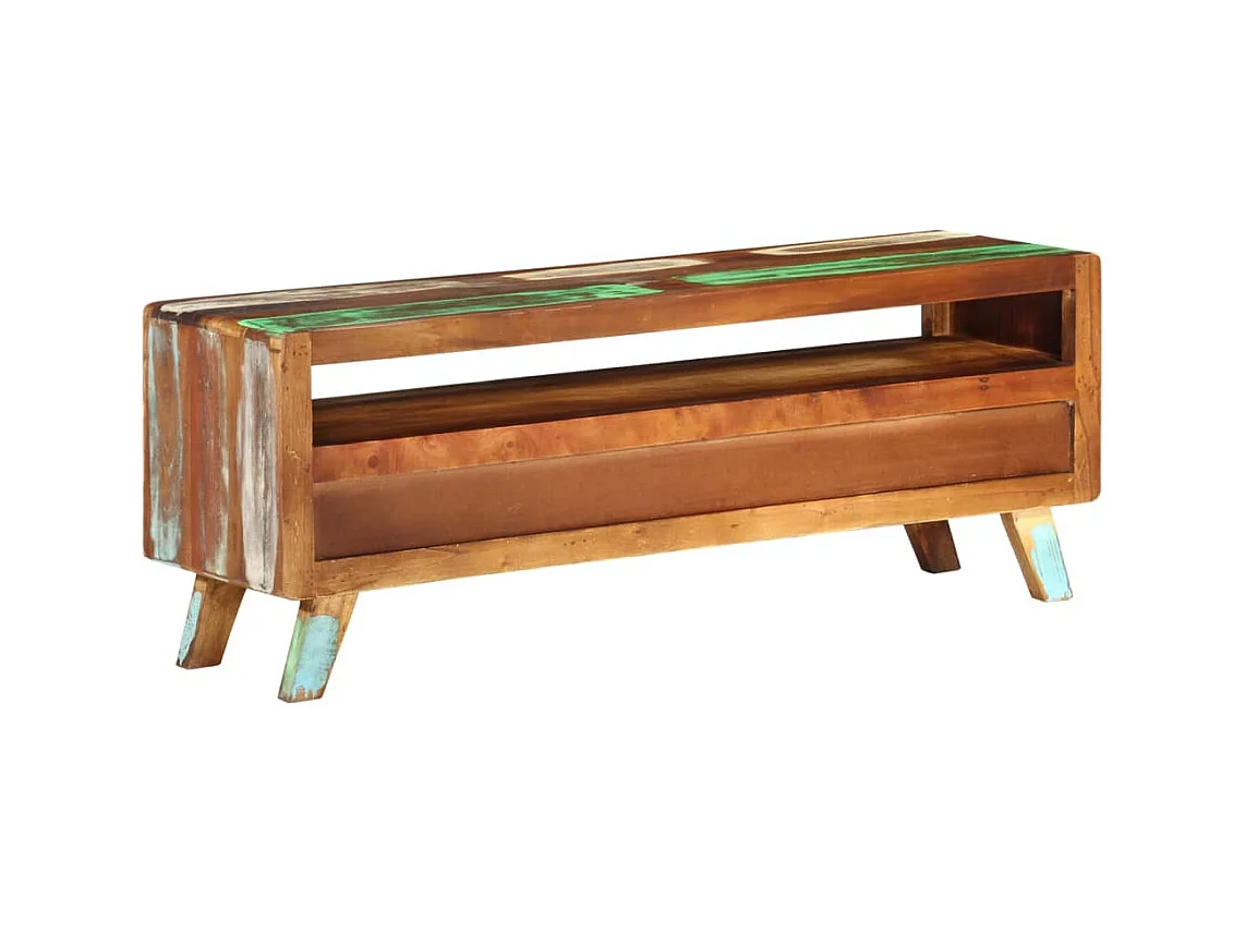 Mueble de TV | Mueble de salón madera maciza reciclada multicolor 110x30x40 cm