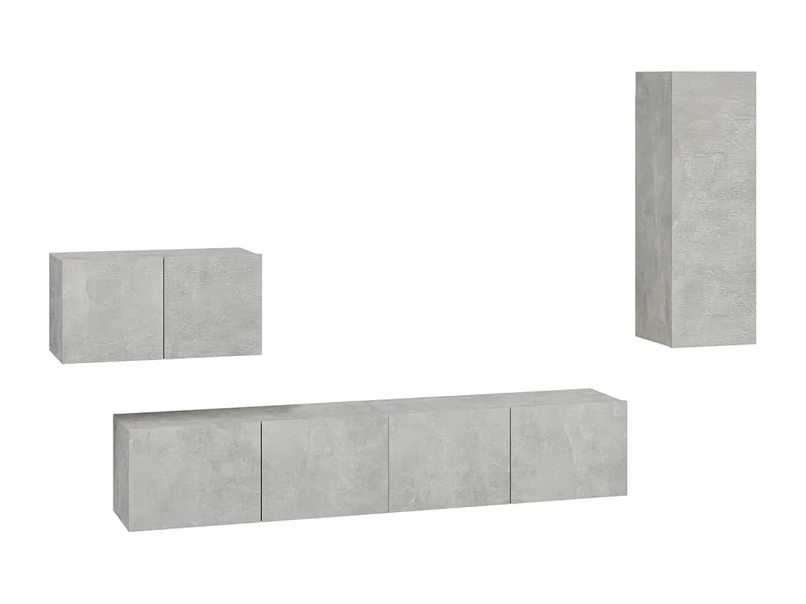 Ensemble de meubles TV | Bancs TV | Armoires TV 4 pcs Gris béton Bois d'ingénierie
