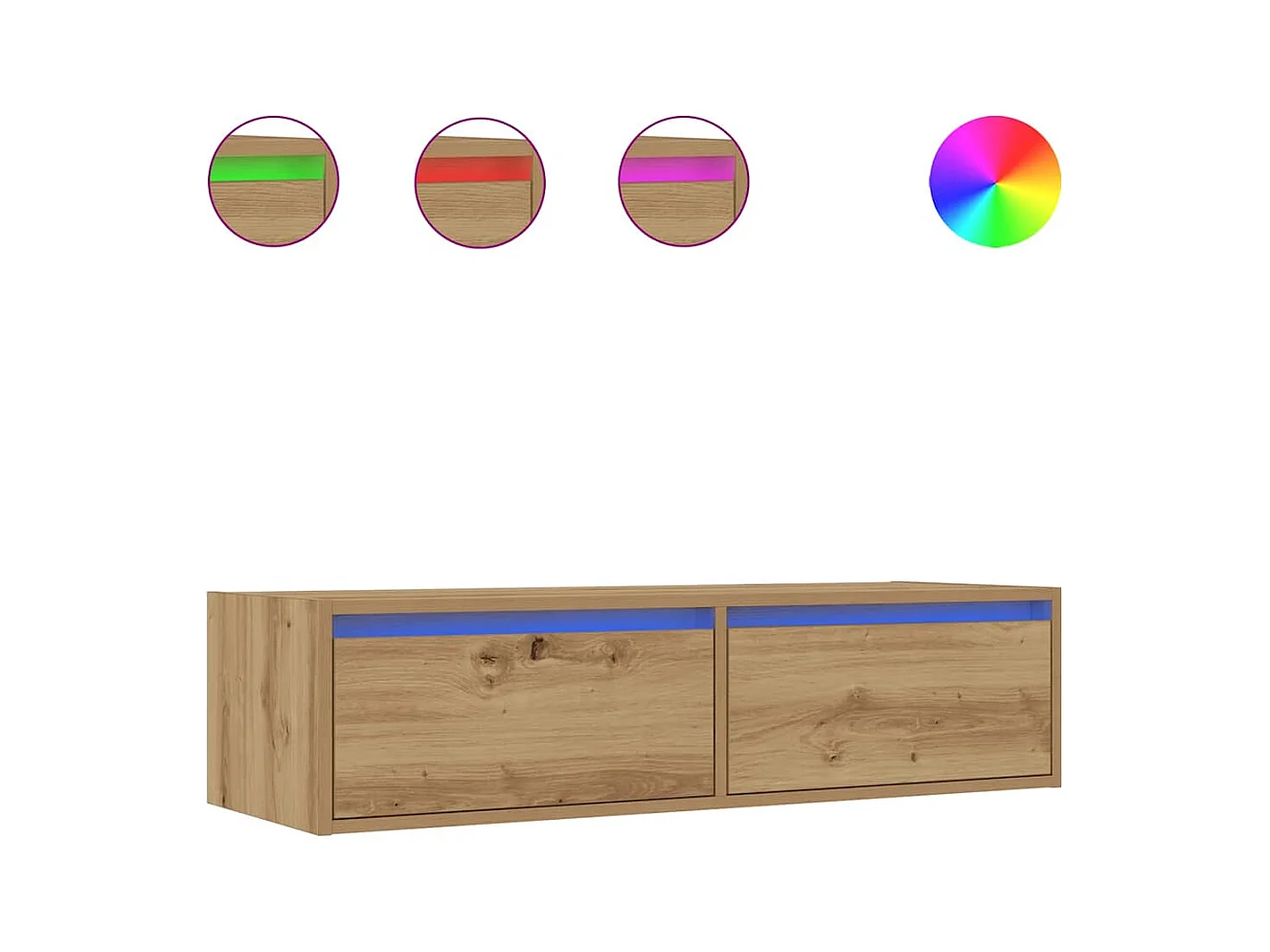 Mueble de TV | Mueble de salón con luces LED roble artisan 100X35,5x25 cm