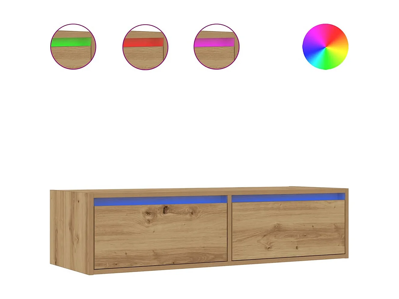 Meuble TV | Banc TV | Armoire TV avec lumières LED chêne artisanal 100X35,5x25 cm