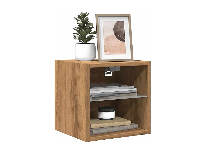 Muebles TV | Gabinetes de TV | Muebles de salón de pared luces LED 2 uds roble artisian 30x28,5x30cm