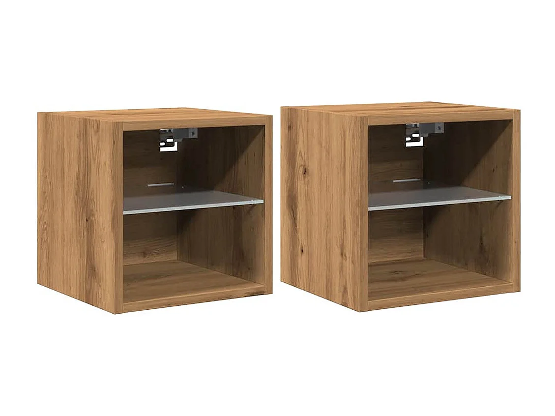 Muebles TV | Gabinetes de TV | Muebles de salón de pared luces LED 2 uds roble artisian 30x28,5x30cm