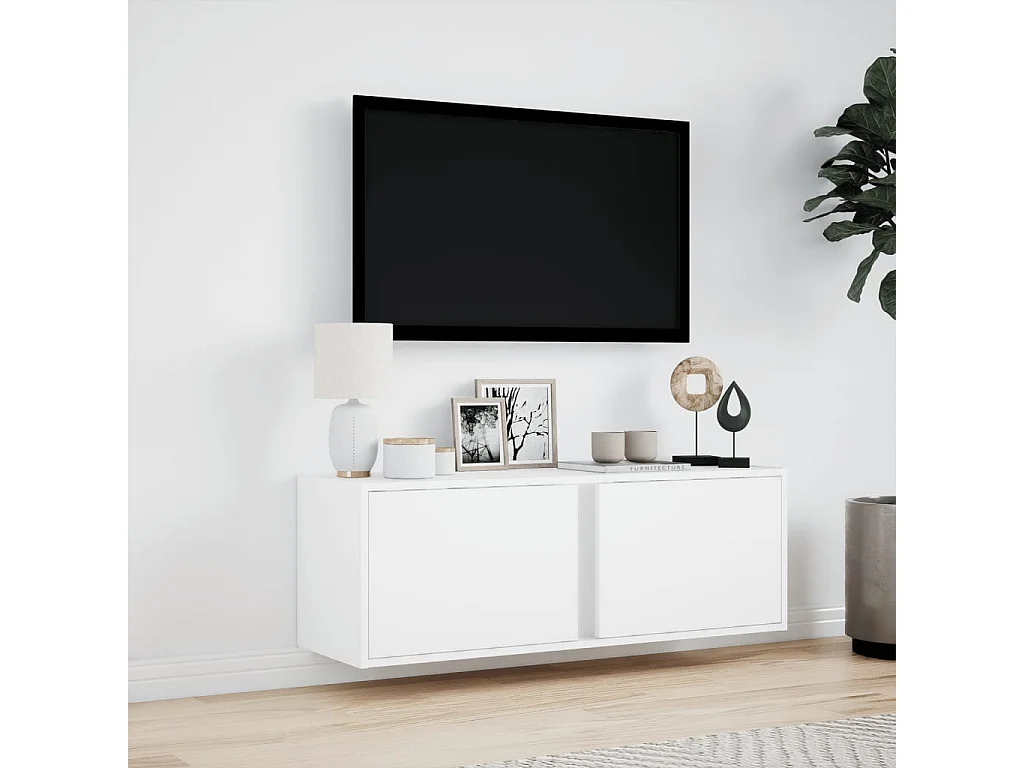 Tv-wandmeubel | TV-kast | Tv-Bank met LED-verlichting 100x31x35 cm wit