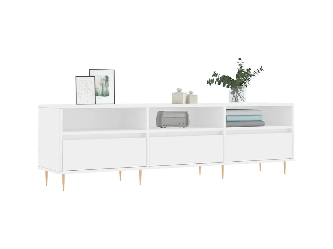 Mueble de TV | Mueble de salón madera contrachapada blanco 150x30x44,5 cm