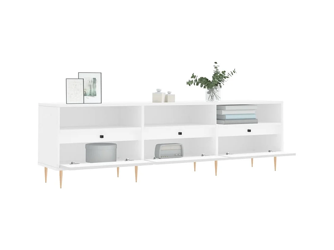 Mueble de TV | Mueble de salón madera contrachapada blanco 150x30x44,5 cm