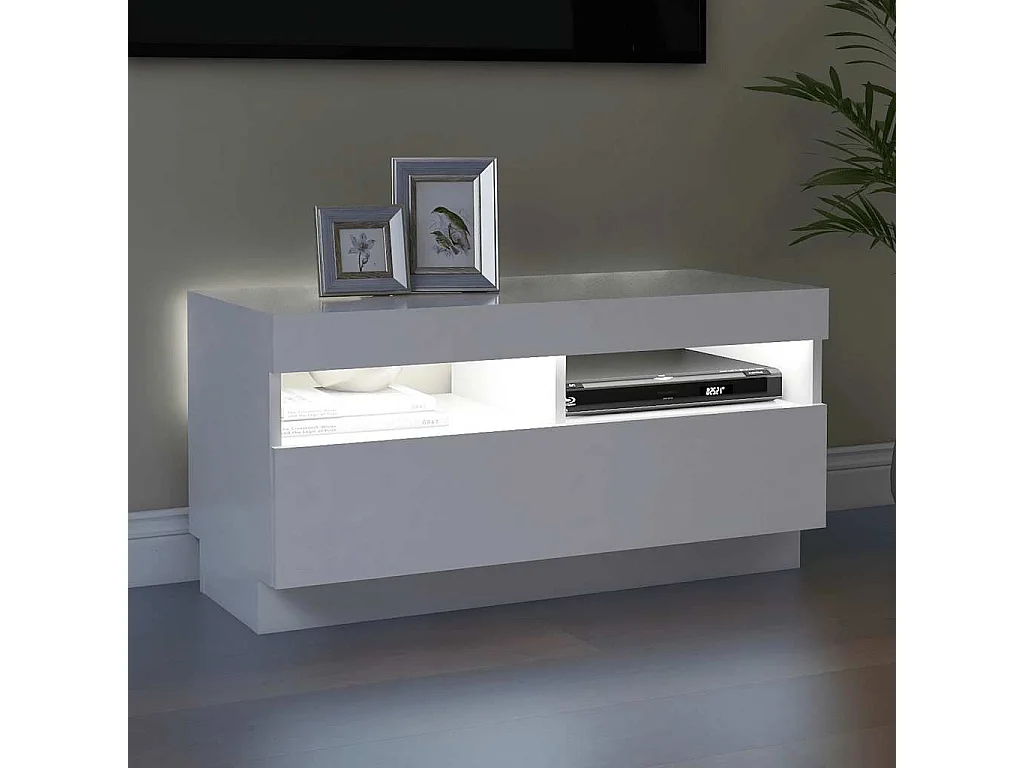 Mueble para TV  | Gabinete de TV |  Mueble de salón con luces LED blanco 80x35x40 cm