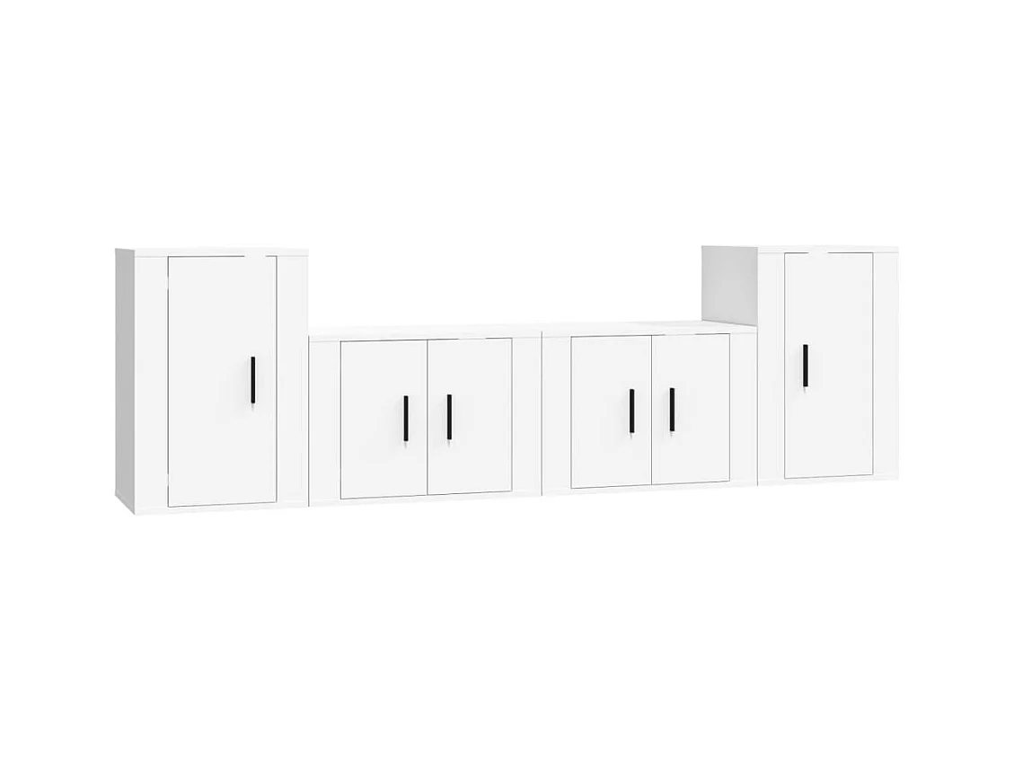 Ensemble de meubles TV | Bancs TV | Armoires TV 4 pcs Blanc Bois d'ingénierie