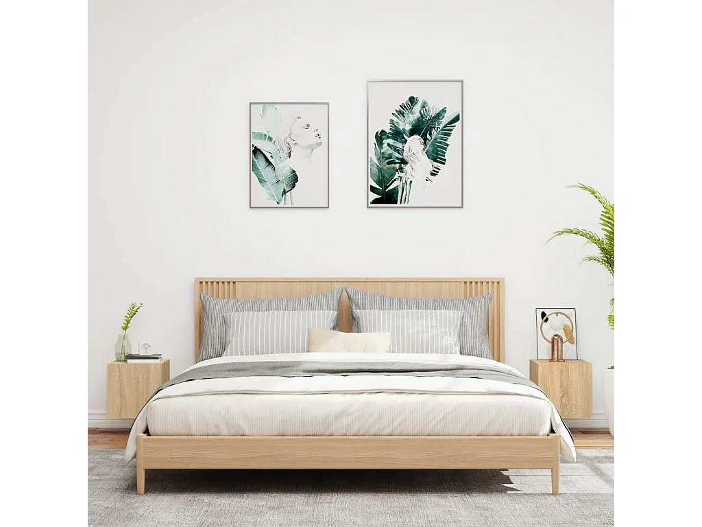 Meubles TV | Bancs TV | Armoires TV muraux lumières LED 2 pcs chêne sonoma 30,5x35x30 cm