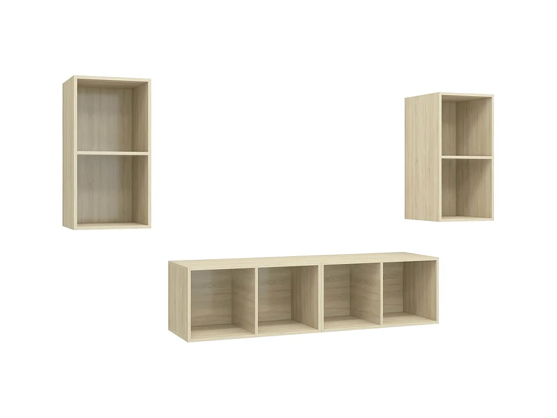 Muebles de salón | Gabinetes de TV |  Muebles de TV de pared 4 pzas madera ingeniería roble Sonoma