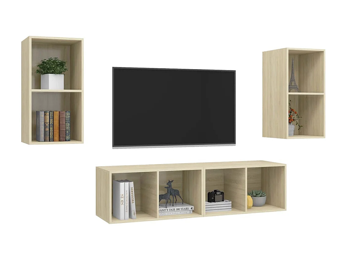 Meubles TV | Bancs TV | Armoires TV muraux 4 pcs Chêne sonoma Bois d'ingénierie