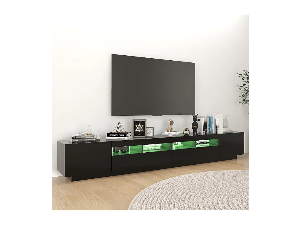 Mueble para TV  | Gabinete de TV |  Mueble de salón con luces LED negro 260x35x40 cm