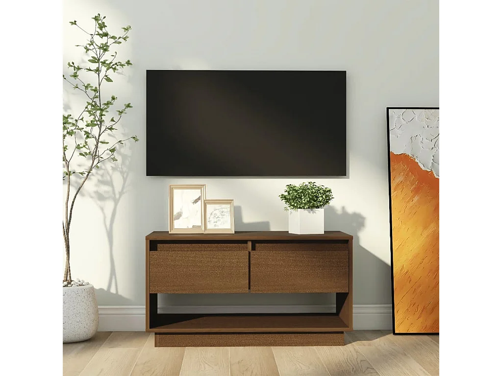 Meuble TV | Banc TV | Armoire TV Marron miel 74x34x40 cm Bois de pin massif