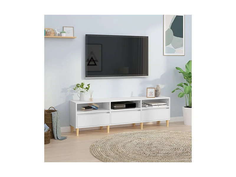 Mueble de TV | Mueble de salón madera contrachapada blanco 150x30x44,5 cm