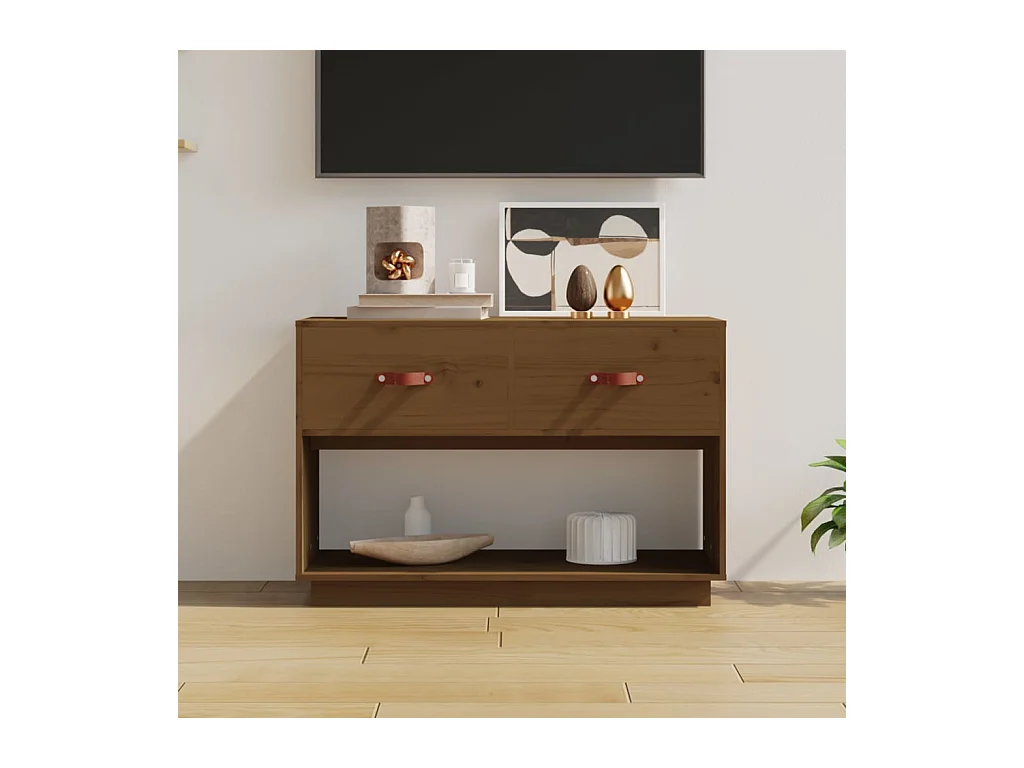 Mueble de TV | Mueble de salón madera maciza de pino marrón miel 90x40x60 cm