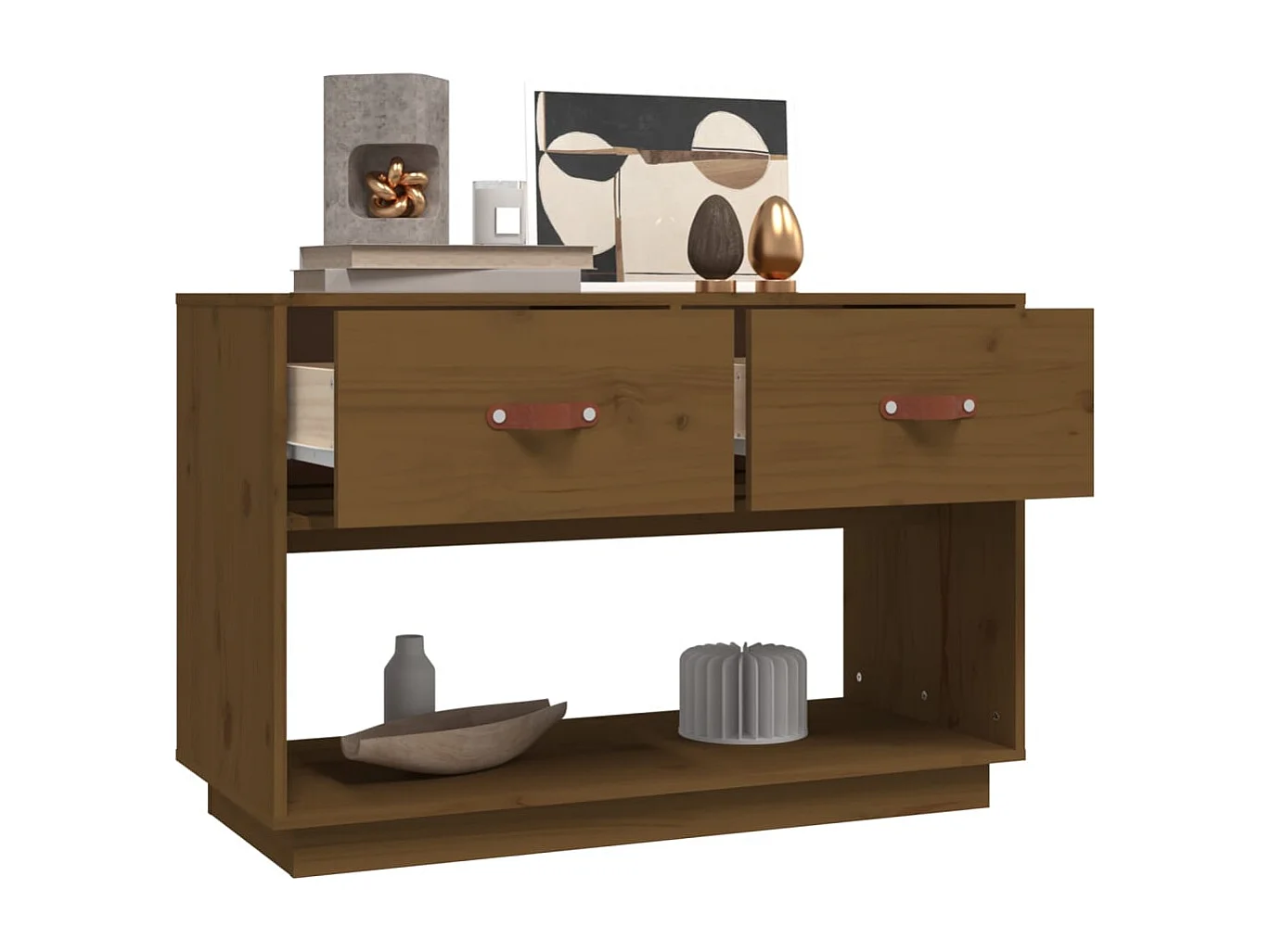 Mueble de TV | Mueble de salón madera maciza de pino marrón miel 90x40x60 cm