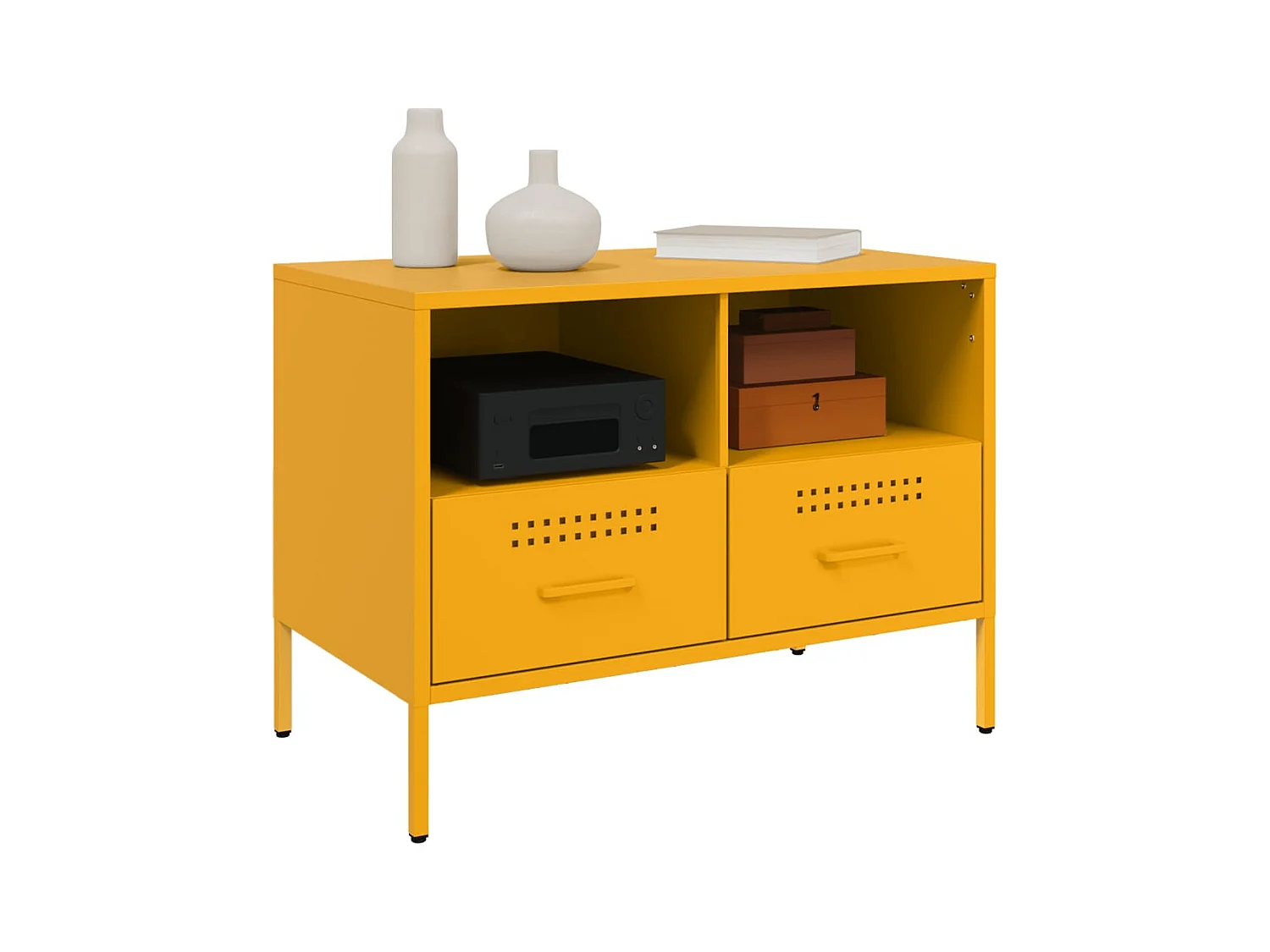 Mueble para TV  | Gabinete de TV |  Mueble de salón acero amarillo mostaza 68x39x50,5 cm