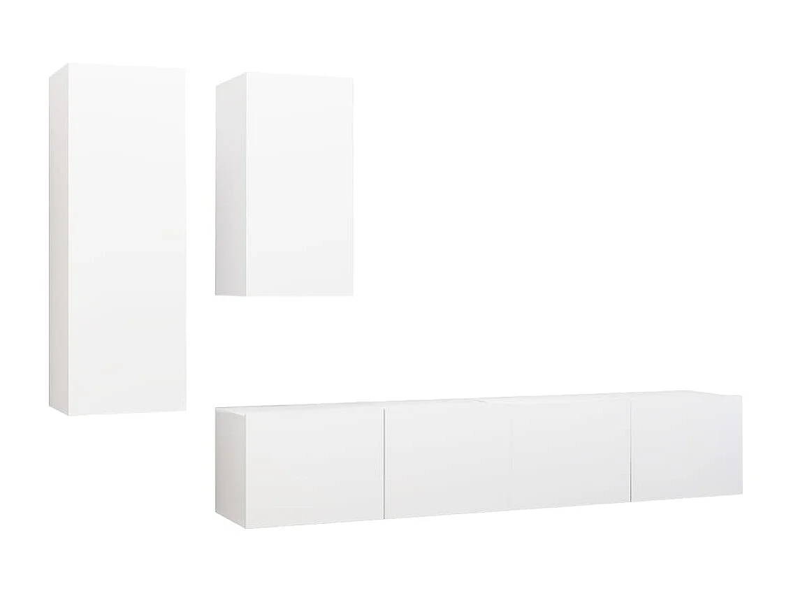 Ensemble de meubles TV | Bancs TV | Armoires TV 4 pcs Blanc Bois d'ingénierie