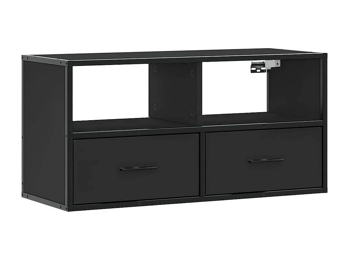 Mueble de TV | Mueble de salón metal y madera de ingeniería negro 80x31x39,5 cm