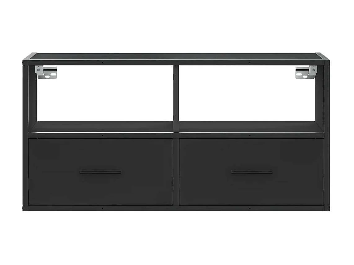 Mueble de TV | Mueble de salón metal y madera de ingeniería negro 80x31x39,5 cm