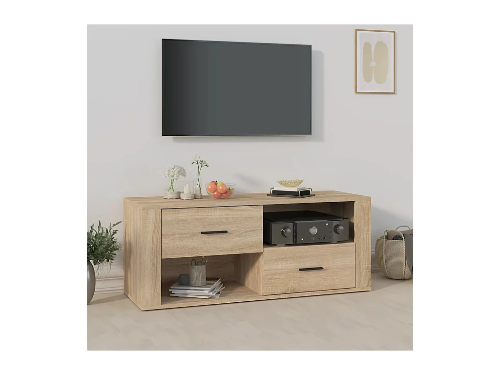 Mueble para TV  | Gabinete de TV |  Mueble de salón madera contrachapada color roble 100x35x40 cm