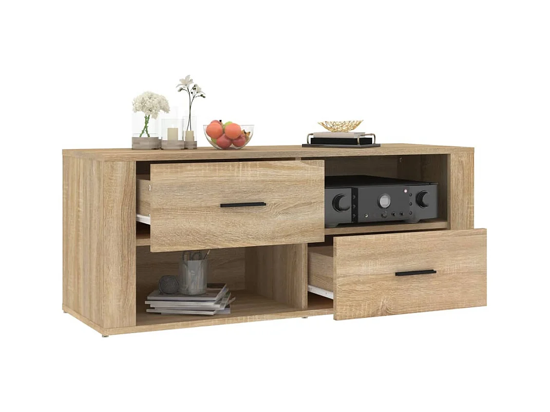 Mueble para TV  | Gabinete de TV |  Mueble de salón madera contrachapada color roble 100x35x40 cm